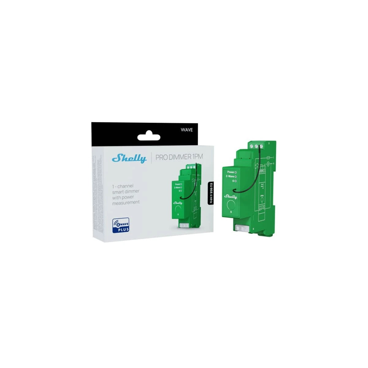 Shelly Wave PRO Dimmer 1 PM Stmívač modul na DIN lištu Shelly Wave PRO Dimmer 1 PM Stmívač modul na DIN lištu